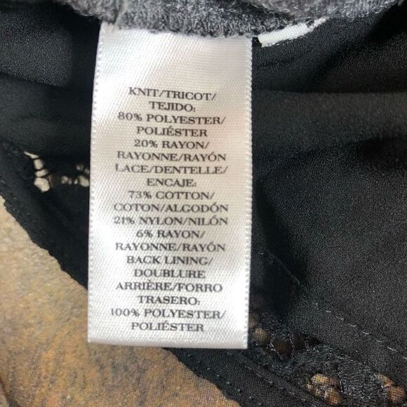 Ann Taylor Women's Gray Long Sleeve Knit Crochet Back with Black Lining Top Size - Picture 12 of 13